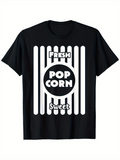 Men's T-Shirt Fresh Sweet Striped Graphic With Bold Lettered Popcorn Design
