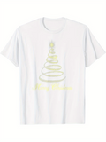 Men's T-Shirt Whimsical Glowing Spiral Tree With Star Under Winter Lights Christmas Tree