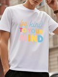 Men's T-Shirt Be Kind Pastel Multicolor Letters On Simple White Shirt Mind