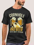 Men's T-Shirt Cornhole And Beer With Foaming Glasses Happy Party Game