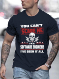 Men's T-Shirt You Cant Scare Me Bold Lettering Skull With Abstract Engineer Symbols