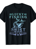 Men's T-Shirt Lucky Fishing Shirt Classic Fish With Vintage Decorative Elements