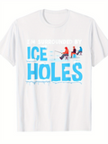 Men's T-Shirt Im Surrounded By Blue Frozen Lake With Sitting People Ice Holes