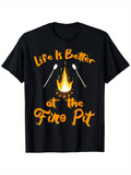 Men's T-Shirt Life Is Better At The Fire Pit Roasting Marshmallows Burning Flame Night Gathering Fire Pit