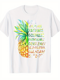 Men's T-Shirt Love Joy Patience Faithfulness Among Bright Tropical Pineapple Fruit