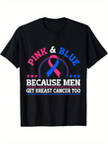 Men's T-Shirt Pink Blue Ribbon Among Stars With Cancer Awareness Message Men