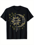 Men's T-Shirt Celestial Sun And Moon With Shining Golden Stars Cosmic Sky