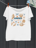 Men's T-Shirt Summer Vibes With Seashells Starfish And Handwritten Waves Pattern
