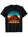 Men's T-Shirt I Put The Pro In Procrastination Vintage Sunset With Relaxed Sloth Resting On Ground