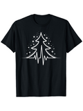 Men's T-Shirt Heartbeat Line Under Sparkling Snowy Christmas Tree
