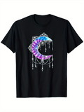 Men's T-Shirt Mystic Dreamcatcher With Colorful Boho Moonlit Crescent Moon