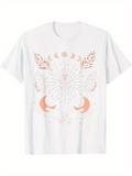 Men's T-Shirt Celestial Mandala With Crescent Moons Around Mystical Floral Sun