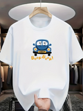 Men's T-Shirt Beep Beep Cartoon Blue Car Under Yellow Letters Car