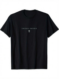 Men's T-Shirt Jesus Saves Simple Statement With White Cross Under Text