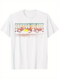 Men's T-Shirt Captiva Island Setting Sun Over Palm Line Horizon Beach Scene T Shirt