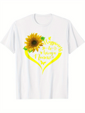 Men's T-Shirt Sunflower With Vibrant Blooming Petals Inside A Shining Yellow Heart Flower