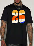 Men's T-Shirt Color Block Painted Number Print Twenty Six