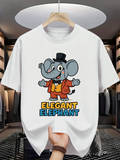 Men's T-Shirt Elegant Elephant In Red Jacket With Bow Tie And Top Hat Elephant