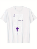 Men's T-Shirt Christian Faith Inspired Graphic With Purple Cross And Minimalist Elements
