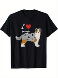 Men's T-Shirt I Love My Spotted Friendly Australian Shepherd Dog