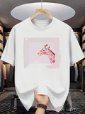 Men's T-Shirt Pastel Tones With Soft Pink Spots On Gentle Giraffe Illustration