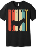 Men's T-Shirt Donkey Retro Color Vertical Stripes With Solid Silhouette Donkey