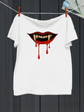 Men's T-Shirt Bloody Vampire Fangs Dripping Blood With Fierce Glistening Lips Design