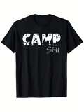 Men's T-Shirt Camp Staff Distressed Lettering With Vintage Forest Elements T Shirt