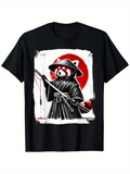 Men's T-Shirt Samurai Warrior With Red Sun Behind A Determined Red Panda
