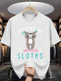 Men's T-Shirt Just A Teacher Who Loves Adorable Sloth Relaxing Among Leaves Sloth