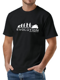 Men's T-Shirt Evolution Typography With Human to Motorcycle Transformation Underline