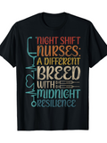 Men's T-Shirt Night Shift Nurses Midnight Resilience With Medical Tools And Colorful Typography