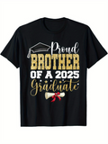 Men's T-Shirt Proud Brother Of A 2025 Graduate With Graduation Cap Diploma And Sparkling Lettering
