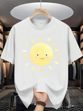 Men's T-Shirt Smiling Cartoon Face Surrounded By Gentle Yellow Rays Sun