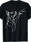Men's T-Shirt Minimal Line Art Dog Touching Human Hand T Shirt