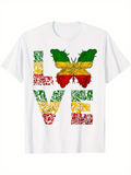 Men's T-Shirt Love Typography With Yellow Green Red Butterfly Letter Pattern