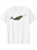 Men's T-Shirt Green Camouflage Silhouette Underwater Wild Nature Narwhal