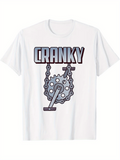 Men's T-Shirt Cranky Metallic Text Above Bicycle Chainring Crankset Mechanism TShirt