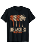 Men's T-Shirt Los Angeles California Sunset Palms And Tall Desert Palm Trees