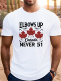 Men's T-Shirt Elbows Up Canada Never 51 Maple Leaves On White Fabric