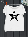 Men's T-Shirt Edgy Monochrome Skull Overlapping A Bold Black Star