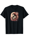 Men's T-Shirt Mysterious Enchantress With Flowing Hair Among Red Mystical Serpent