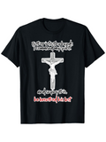 Men's T-Shirt Father Into Thy Hands I Commend My Spirit With Stylized Text And Crucified Jesus Under Sacred Cross