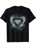 Men's T-Shirt Ornate Flourishes With Wings Wrapped Around Heart