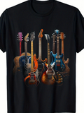 Men's T-Shirt Electric Guitar Designs With Colorful Reflections And Lighting Effects Guitar