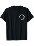 Men's T-Shirt Hand Painted Ink Style Circle With Small Red Accents Embracing Minimalist Brushstroke Ring