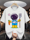 Men's T-Shirt Cartoon Astronaut Farmer Holding Carrot With Love Heart Symbol