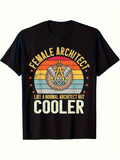 Men's T-Shirt Female Architect Like A Normal Architect But Cooler Retro Rainbow Graphic With Geometric Eagle Emblem