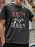 Men's T-Shirt Dusty Buggy With Stylized Wheels Racing Over Sand Dune Buggy
