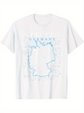 Men's T-Shirt Germany City Names And Outline Map Surrounded By Landmarks Country